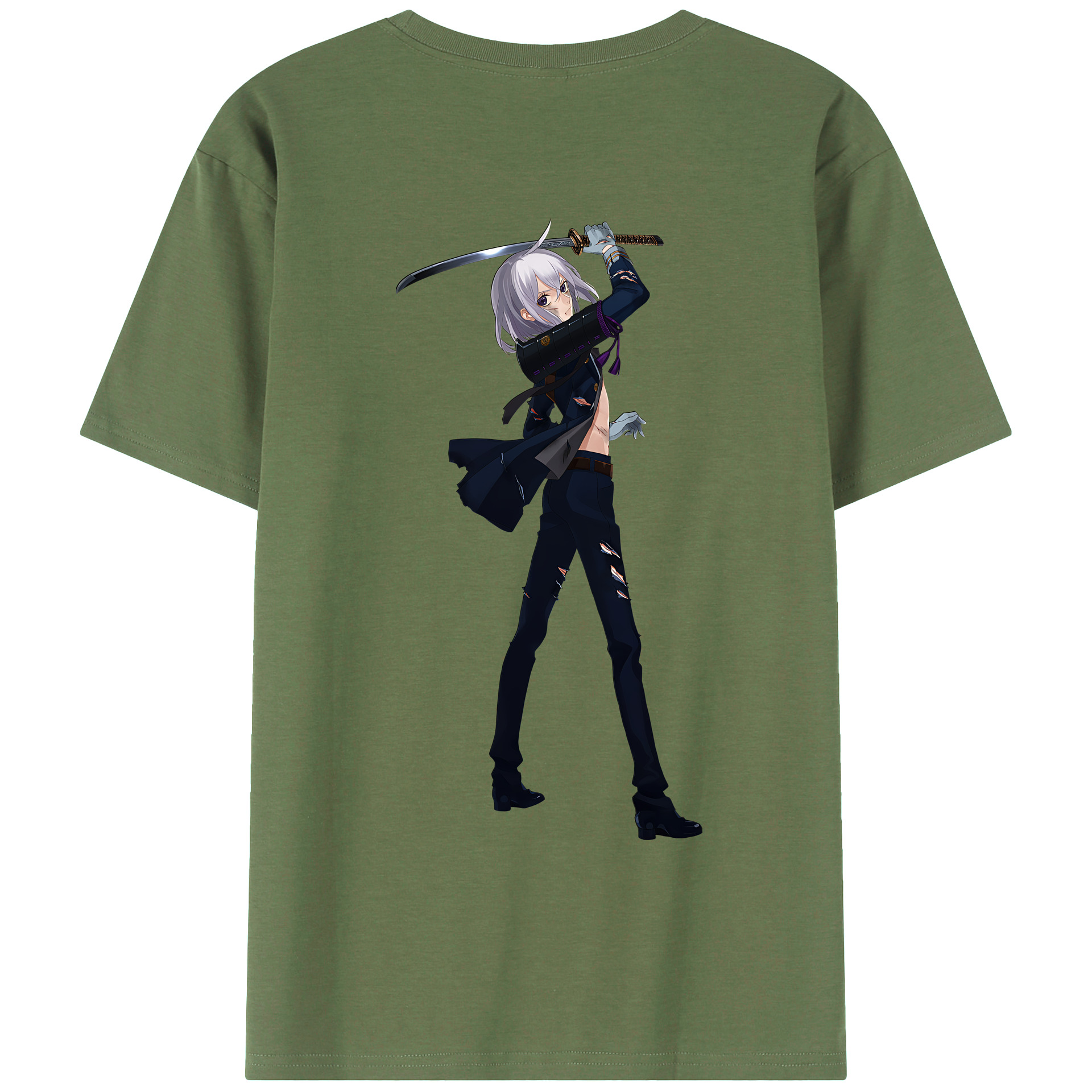 （画像用） 刀剣乱舞 Touken Ranbu 綿100％ メンズ半袖Tシャツ（バックプリント） 通気性